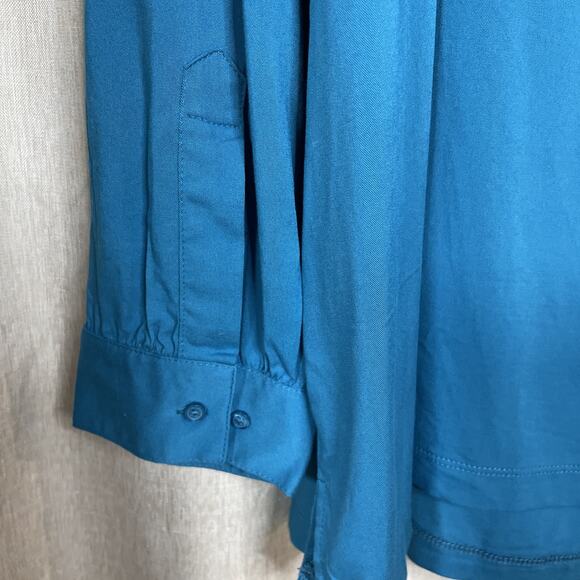 National Since 1952 Women 3X Lightweight Blouse - 1/4 Button - Long SLV Blue NWT - Picture 5 of 8